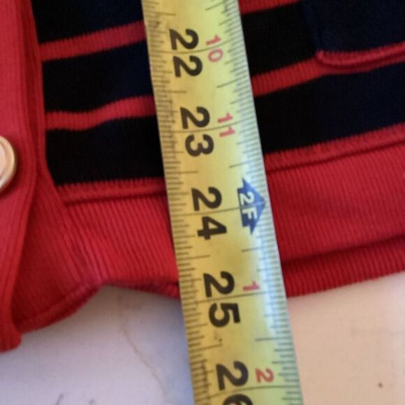 Talbots Plus Patch Pocket Cardigan Sz 3X Delfina Stripe Navy Red - Picture 9 of 9